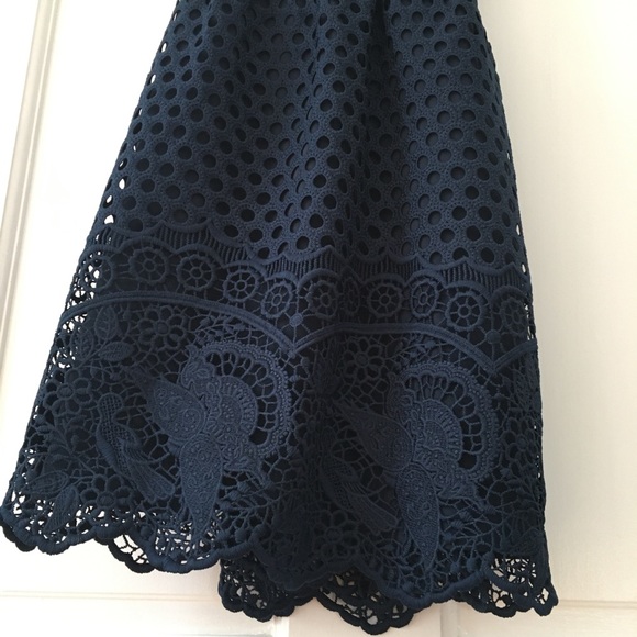 Abercrombie & Fitch Eyelet Spaghetti Straps Mini Navy Blue Dress - Picture 6 of 10